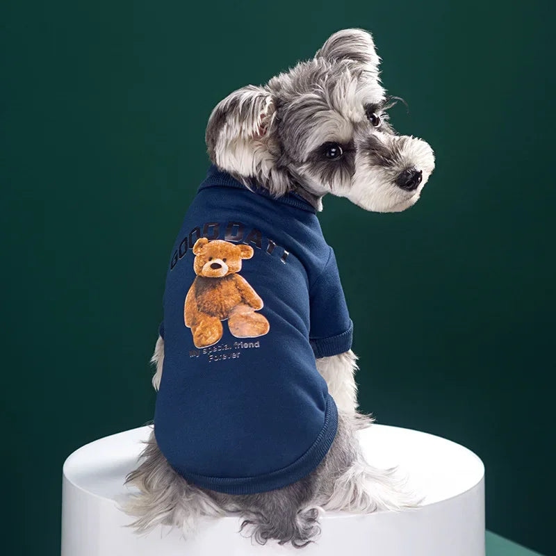 Dogs Winter Cute Clothes - Warm Puppy Pullover Sweatshirt with Bear Pattern