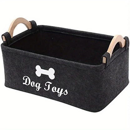 1pc Felt Pet Toy Box, Dog Toy Box, Storage Basket Chest Organizer For Organizing Pet Toys, Blankets, Leashes And Food PawsMagics