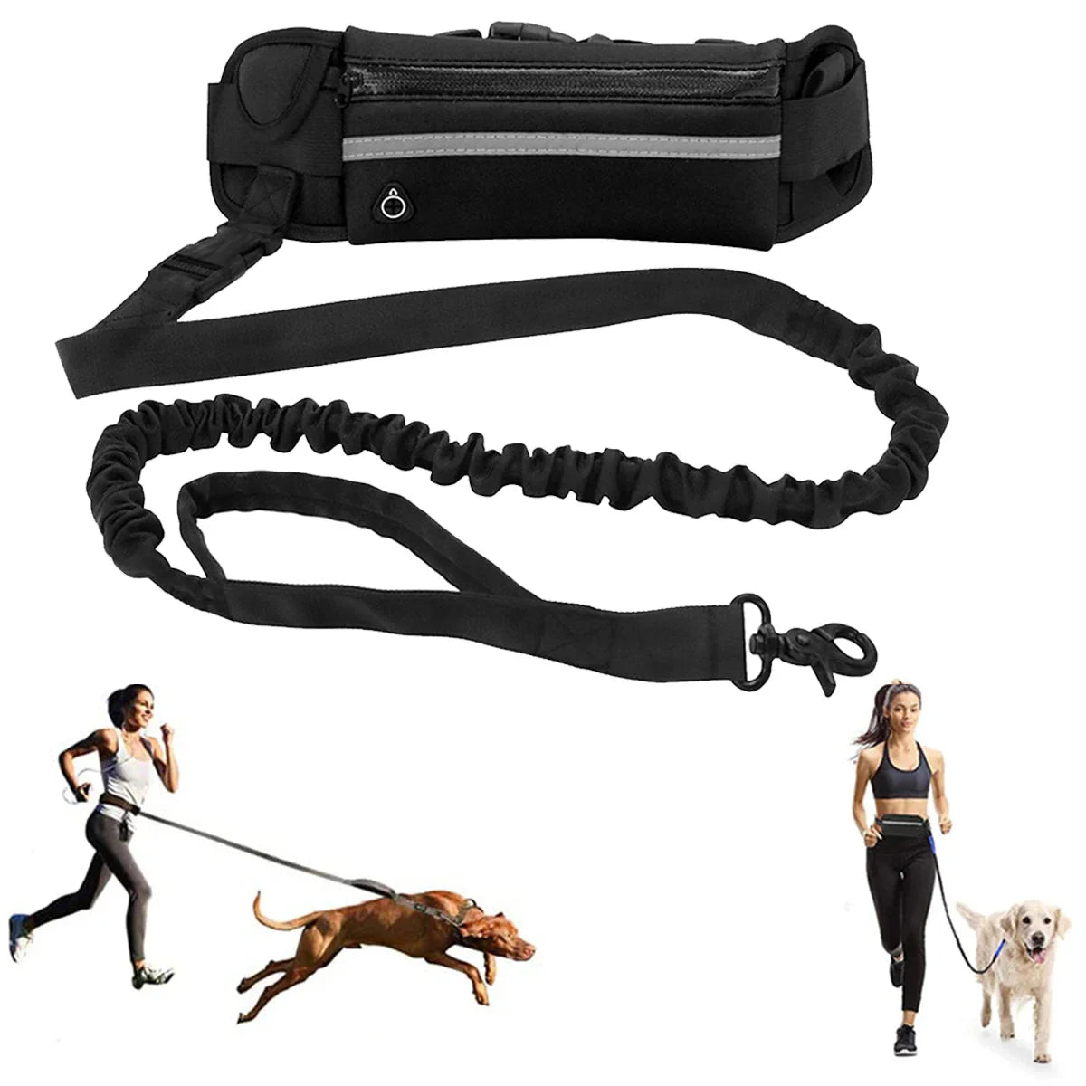 Hands Free Dog Leash Reflective Leash with Waist Bag Retractable Elastic Belt Dog Traction Rope for Running Walking Pet Products PawsnMagic